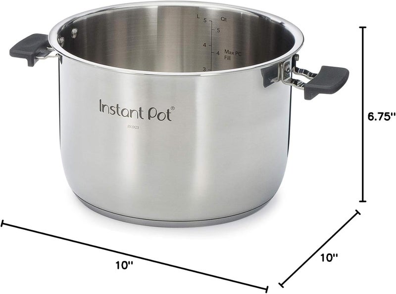 Instant Pot وعاء طهي داخلي من الفولاذ المقاوم للصدأ مع مقابض، سعة 6 لتر، سطح مصقول، للاستخدام مع جهاز ديو إيفو 6 لتر، برو وبرو بلس - Image 5