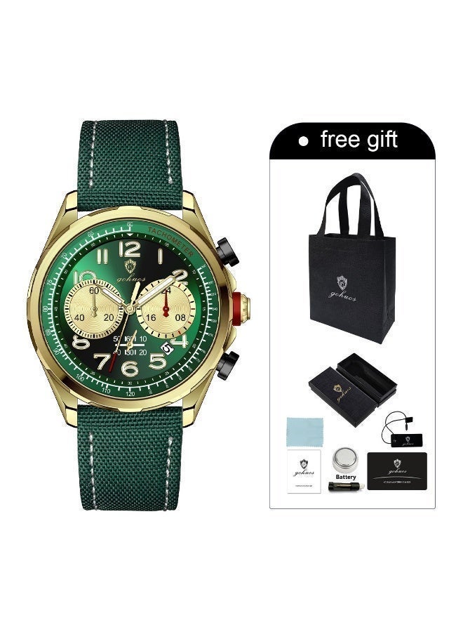 GOHUOS Men's Watch, Nylon Leather Band Waterproof Quartz Luminous Analog  Date Display Wrist Watch - 43mm - Father or Boyfriend Gift - Image 3