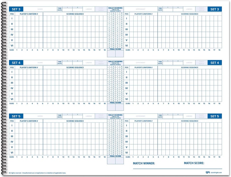 Score It Right Volleyball Scorebook – 24 Match Spiral Volleyball Scorebook with Season Totals and Team Roster Sheet – Premium Paper Volleyball Score Sheet for Rally Scoring and Detailed Instructions - Image 4