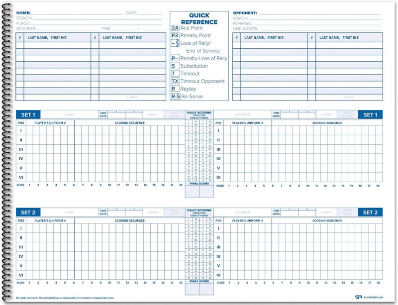 Score It Right Volleyball Scorebook – 24 Match Spiral Volleyball Scorebook with Season Totals and Team Roster Sheet – Premium Paper Volleyball Score Sheet for Rally Scoring and Detailed Instructions - Image 3