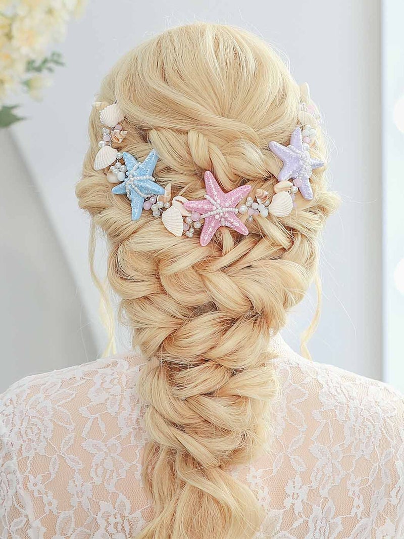 Brishow Starfish Mermaid Headband Seashell Wedding Headpiece Hair Accessories for Women and Girls - Image 3