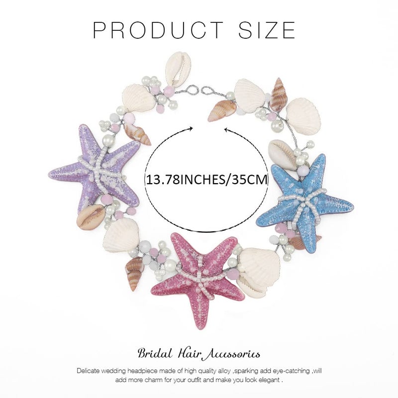 Brishow Starfish Mermaid Headband Seashell Wedding Headpiece Hair Accessories for Women and Girls - Image 4