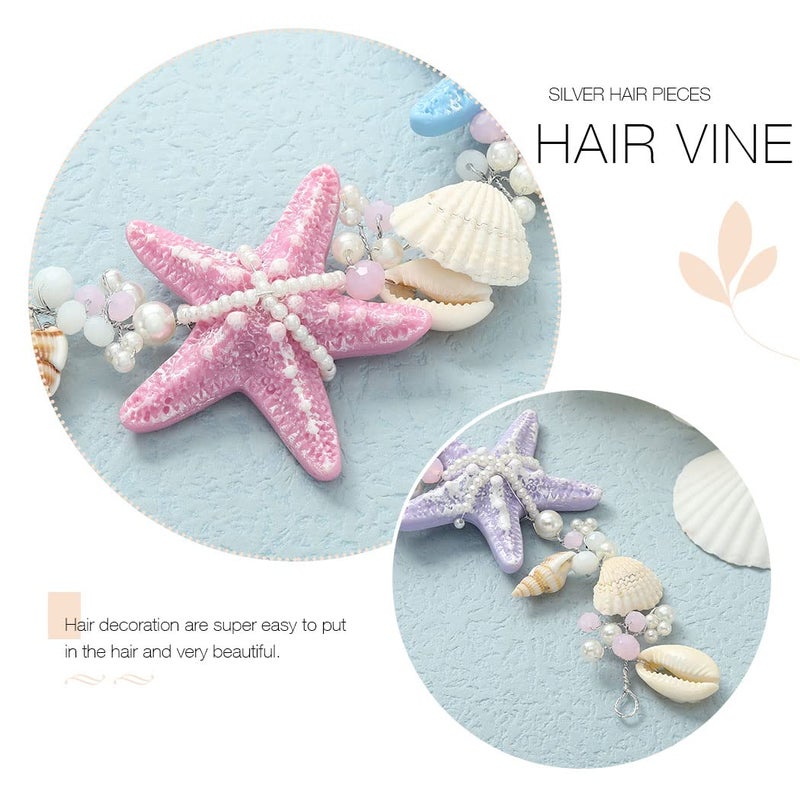 Brishow Starfish Mermaid Headband Seashell Wedding Headpiece Hair Accessories for Women and Girls - Image 5