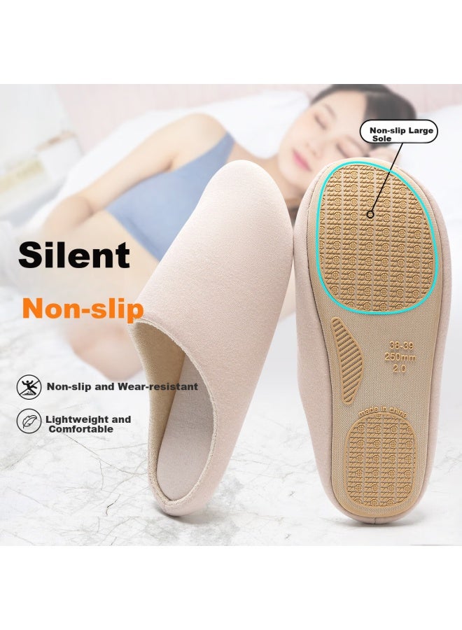 Tzldn Non-slip Slippers For Elderly Men, Indoor Home Use, Cotton Linen Fabric, Maternity Couples, Quiet Cotton Slippers For Wome - Image 1