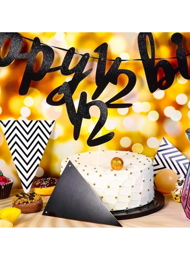 3 Pcs Half Birthday Decorations Set Include 6 Months Happy 1/2 Birthday Banner, Glitter 1/2 Half Year Cake Topper, Triangle Flag Banner for Baby Shower Party Photoshoot Props, Pre-strung(Black) - Image 4