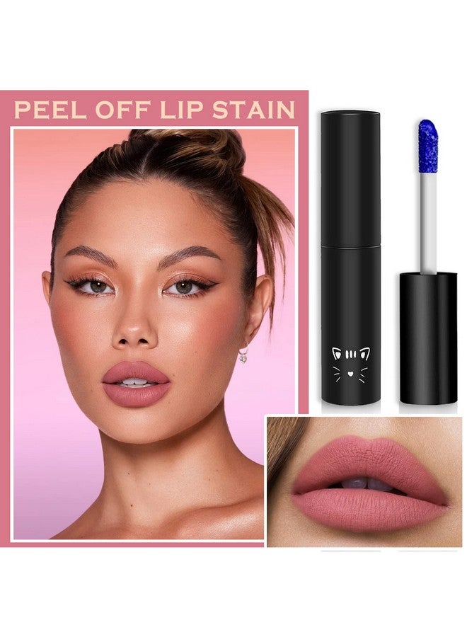 QIUFSSE Peel Off Lip Stain Lip Tint Matte Liquid Lipstick Nude Lip Gloss Long Lasting Waterproof Lip Tint Stain Non Stick Cup Peel Off Lipstick Lip Makeup For Women Girls 01 - Image 3