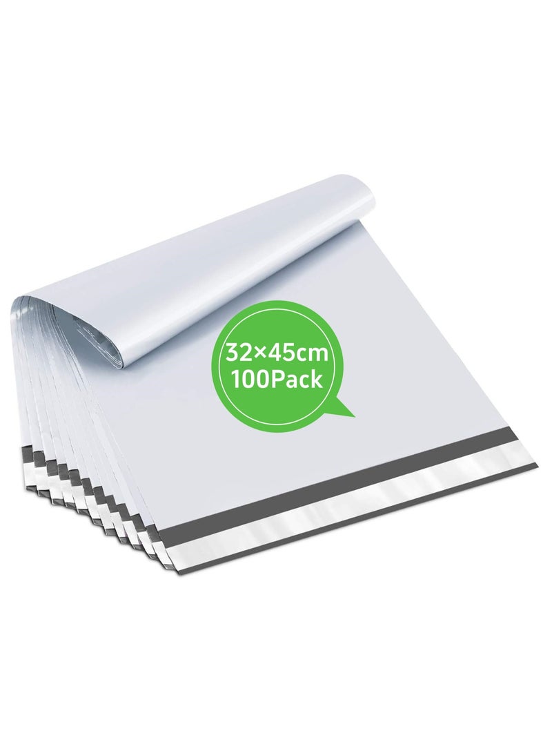 100 Pack Poly Mailers 32x45 cm White - Image 1