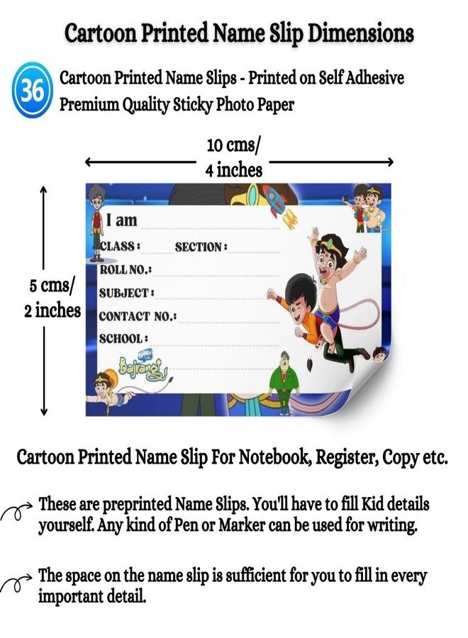AanyaCentric Pack of 36 Cartoon Printed Name Sticker for Kids | 4 x 2 inch | Self Fill in Sticky Labels for Notebook Register Copy - Image 3