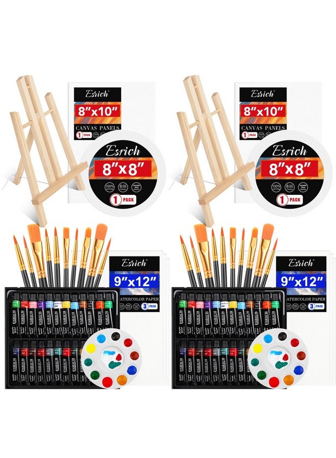 ESRICH 82 Pcs Acrylic Paint Set, 48Colors Acrylic Paint, Painting Supplies Kit With 2 Wood Easel, 20 Brushes, 4 Canvases,Watercolor Paper, Acrylic Paint Kit For Kids, Students, Artists And Beginner - Image 1
