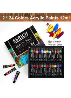 82 Pcs Acrylic Paint Set, 48Colors Acrylic Paint, Painting Supplies Kit With 2 Wood Easel, 20 Brushes, 4 Canvases,Watercolor Paper, Acrylic Paint Kit For Kids, Students, Artists And Beginner - pzsku/ZCA1E6CD0B9CA86EAEBB2Z/45/_/1732780885/1f394a79-c47d-4b72-9198-3dd72144d495