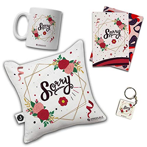 Jhingalala Jhingalala Sorry Printed Cushion Mug Key Chain Greeting Card Combo Gift Pack Sorry Gift Sorry Gift for Girlfriend Sorry Gift for Husband Sorry Gift for Friend Sorry Gift for Boyfriend - Image 2