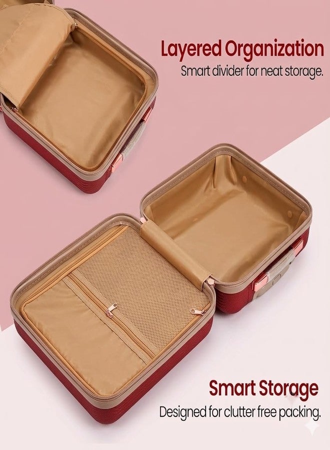 proxin Cosmetic Bag Case Travel Hand Luggage Small Portable Carrying Suitcase Makeup Case for Women Organizer Box Vanity Mini Suitcase (Red) - Image 5