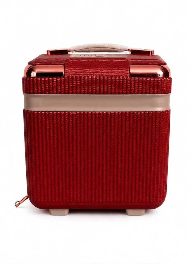 proxin Cosmetic Bag Case Travel Hand Luggage Small Portable Carrying Suitcase Makeup Case for Women Organizer Box Vanity Mini Suitcase (Red) - Image 1