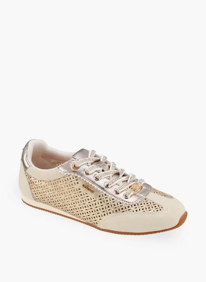 Celeste GOLD Women Laser Cut Lace-Up Sneakers for Women | Best Price UAE