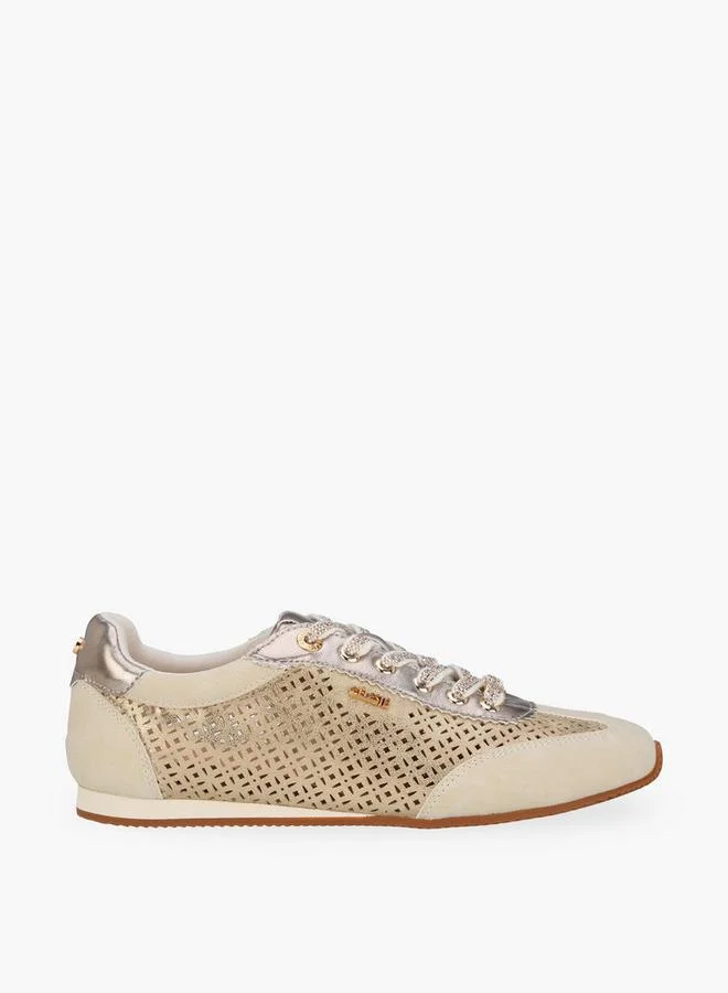 Celeste GOLD Women Laser Cut Lace-Up Sneakers for Women | Best Price UAE