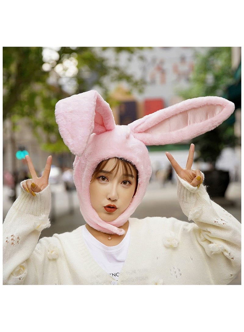 Cute Plush Fun Bunny Ears Hood Women Costume Hats - Image 1