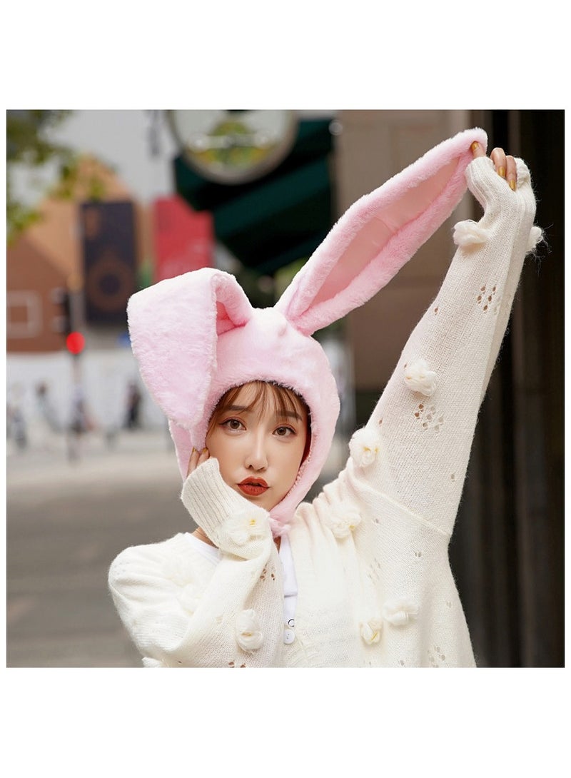 Cute Plush Fun Bunny Ears Hood Women Costume Hats - Image 3