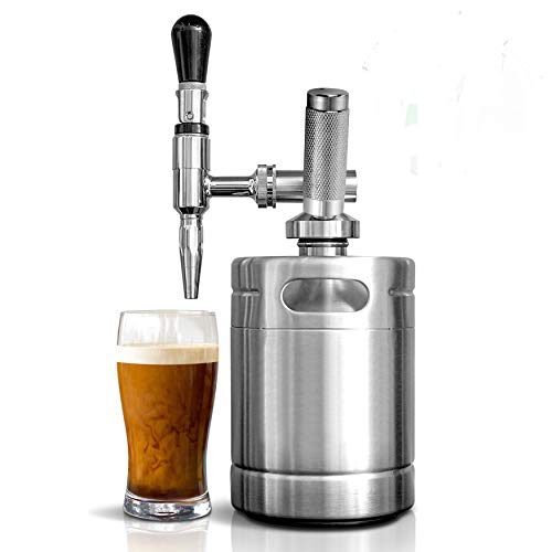 NutriChef Nitro Cold Brew Coffee Maker Home Brew Coffee Keg Nitrogen Coffee Machine Dispenser System w Pressure Relieving Valve Kit Stout Creamer Faucet Stainless steel NutriChef NCNTROCB10