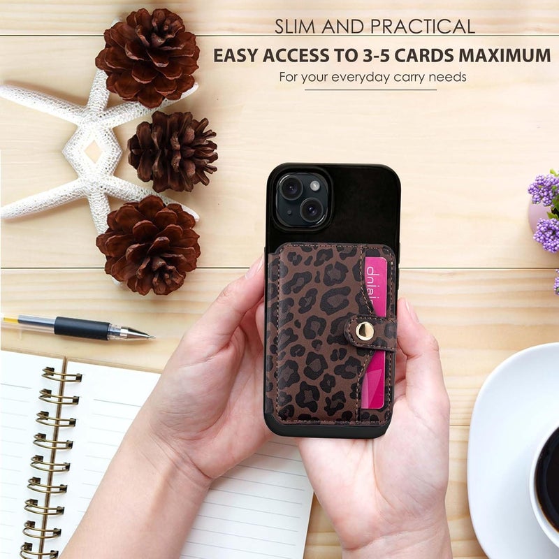 M-Plateau Credit Card Holder For Cell PhoneWith Slim 3M Adhesive Card Holder for Phone Case for iPhone 12& iPhone 13 Pro Max 6.1 Inches/One Plus 10T/Samsung Galaxy Most Smartphones (Leopard Print) - Image 5