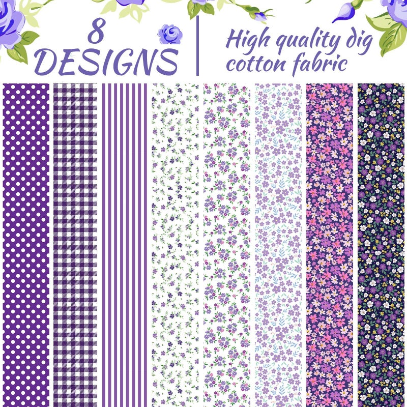 Bolsome 40 Pcs Purple Floral Cotton Jelly Fabric Strips Vintage Purple Flowers Fabric Bundles Strips for Quilting Crafting Precut Patchwork for Summer Holidays for Gift Sewing DIY Crafts - Image 4