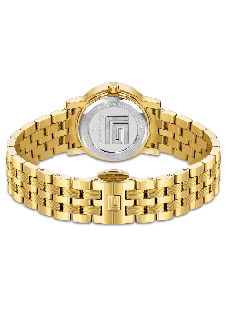 Guy Laroche Alex Watch for Women with Yellow Gold Stainless Steel Bracelet 29 mm 5 Atm  - Image 3