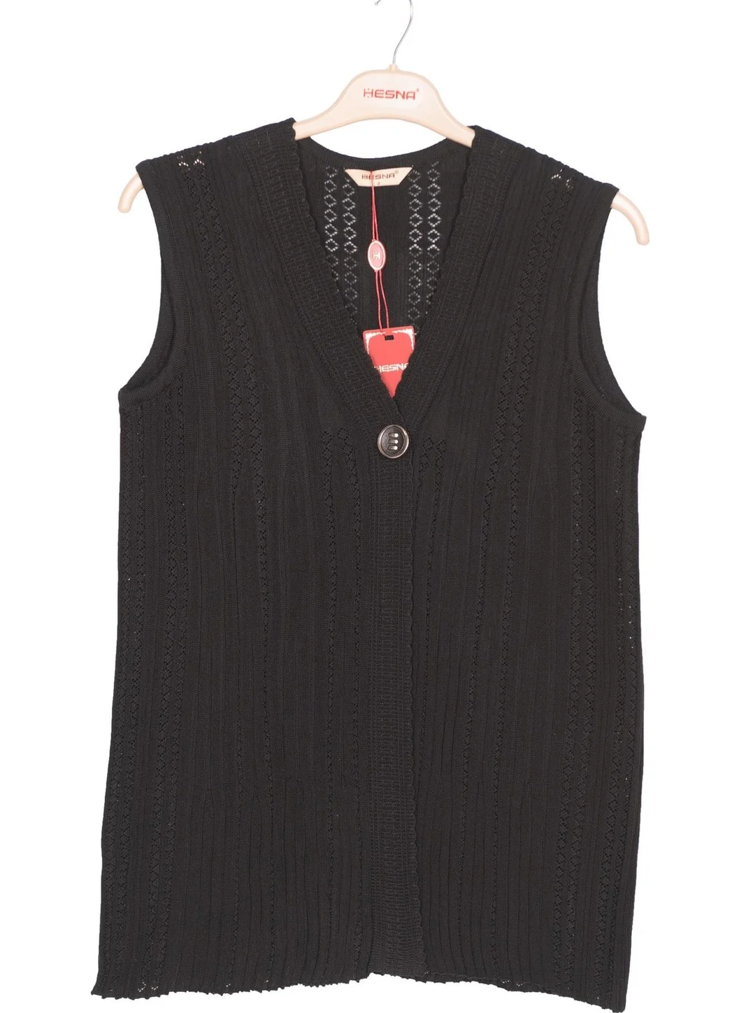 Hesna Accordion Knit Vest Black