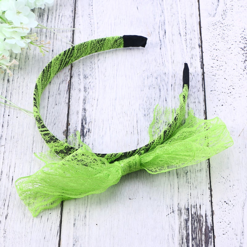 2pcs 80's Lace Headband Neon Earrings Fingerless Fishnet Gloves Necklace for 80's Party (Light Green Series) - Image 5