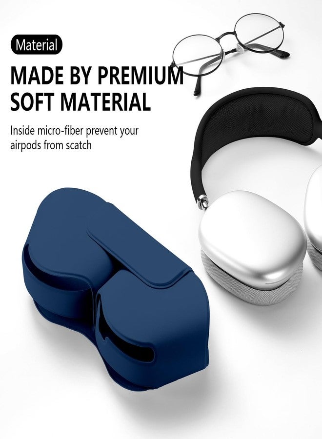 Youtec جراب Youtec لسماعات Apple AirPods Max، جراب حماية لسماعات AirPods Max يدعم وضع السكون، مقاوم للخدوش والغبار، مصنوع من جلد PU، أزرق داكن 2 - Image 4