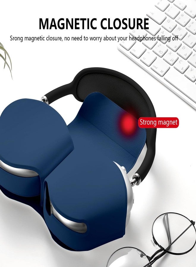 Youtec جراب Youtec لسماعات Apple AirPods Max، جراب حماية لسماعات AirPods Max يدعم وضع السكون، مقاوم للخدوش والغبار، مصنوع من جلد PU، أزرق داكن 2 - Image 2