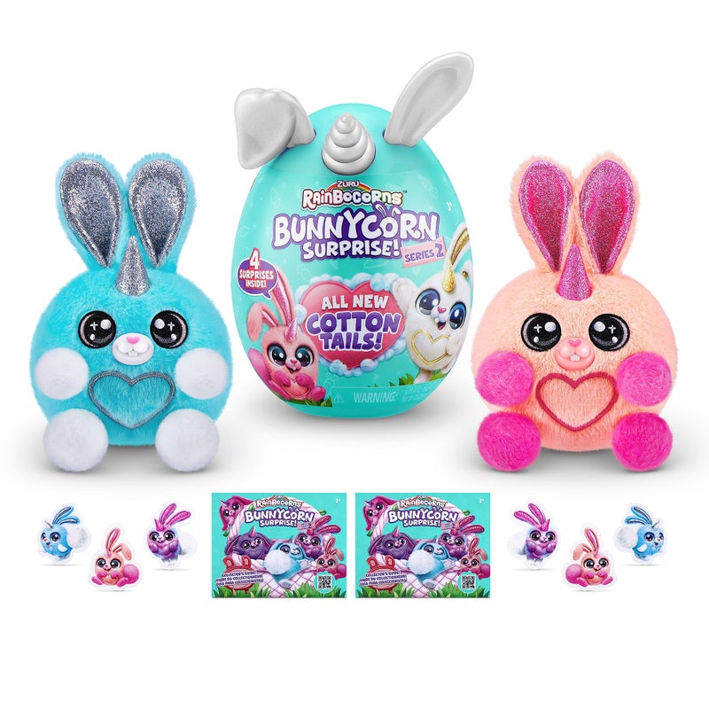 Rainbocorns 9292 Bunnycorn Series 2, 2 Pack, 4 Surprises Inside, Collectible Plush Pets, Ultra Soft - Image 1
