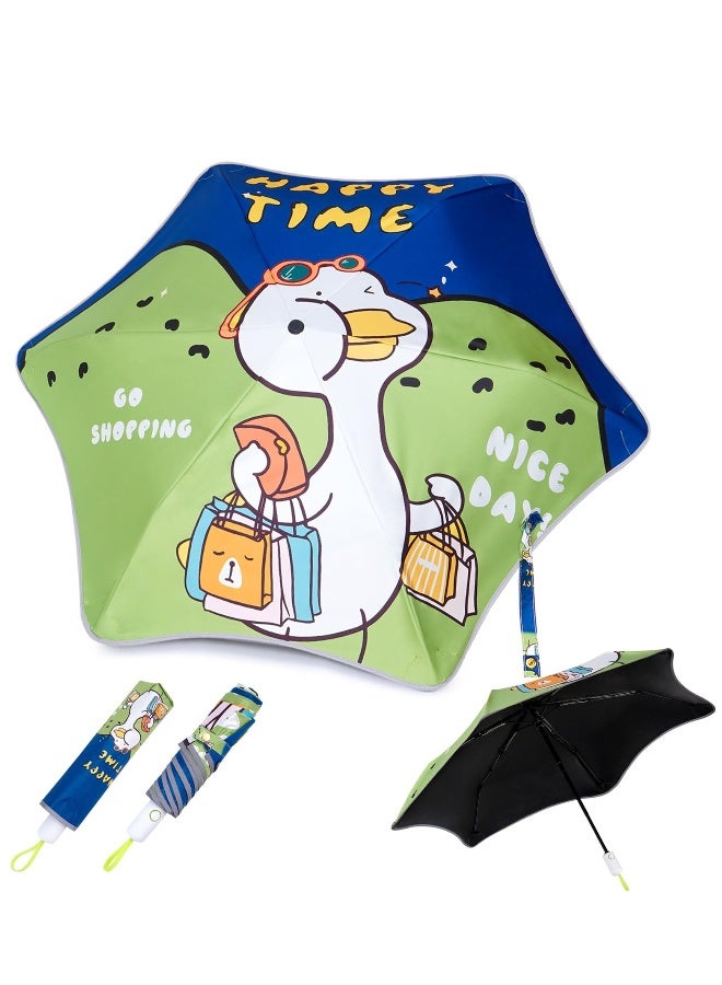 مظلة قابلة للطي بزاوية مستديرة، مظلة مضادة للأشعة فوق البنفسجية، مظلة مدمجة ومتينة، تفتح وتغلق تلقائيًا، خفيفة الوزن، مظلة حقيبة ظهر، مظلة كرتونية للفتيات والفتيان - Image 1