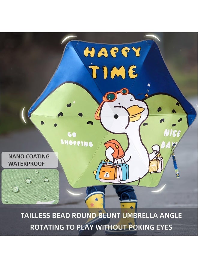 مظلة قابلة للطي بزاوية مستديرة، مظلة مضادة للأشعة فوق البنفسجية، مظلة مدمجة ومتينة، تفتح وتغلق تلقائيًا، خفيفة الوزن، مظلة حقيبة ظهر، مظلة كرتونية للفتيات والفتيان - Image 5