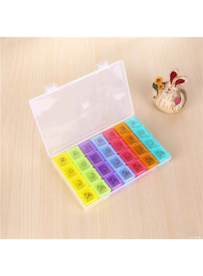 7 أيام 4 مرات أسبوعيا منظم حبوب منع الحمل الغذاء الصف البلاستيك السفر حبوب منع الحمل مربع - Image 1