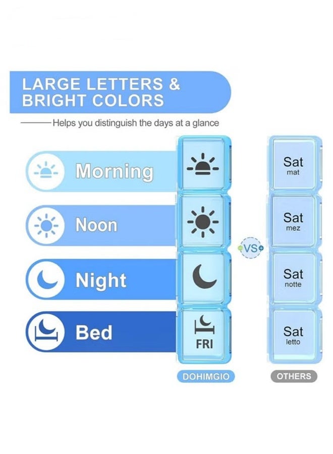 7 أيام 4 مرات أسبوعيا منظم حبوب منع الحمل الغذاء الصف البلاستيك السفر حبوب منع الحمل مربع - Image 5