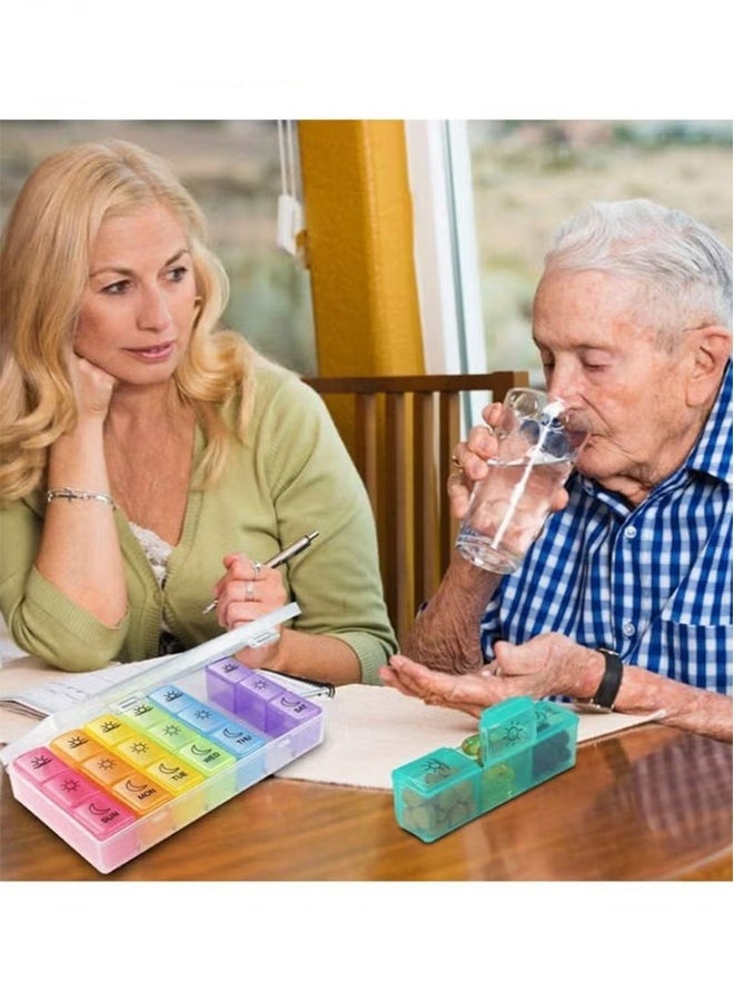 7 أيام 4 مرات أسبوعيا منظم حبوب منع الحمل الغذاء الصف البلاستيك السفر حبوب منع الحمل مربع - Image 2