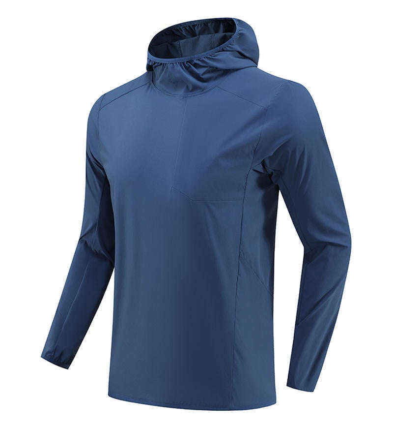Generic Autumn Birds Sport Quick-Dry Hooded Windbreaker T-Shirt sapphire blue 