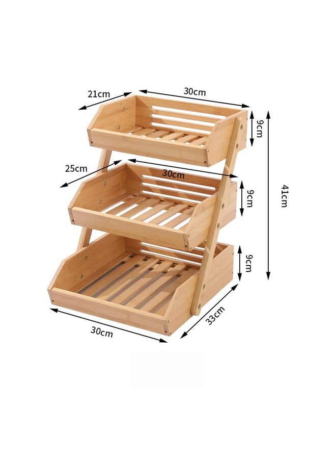 Bamboo Fruit Basket–3Tier Fruit Bowl For Kitchen Counter,Large Capacity Fruit Holder With 2Banana Hangers,Fruit and Vegetable Storage(excluding hooks) - Image 2