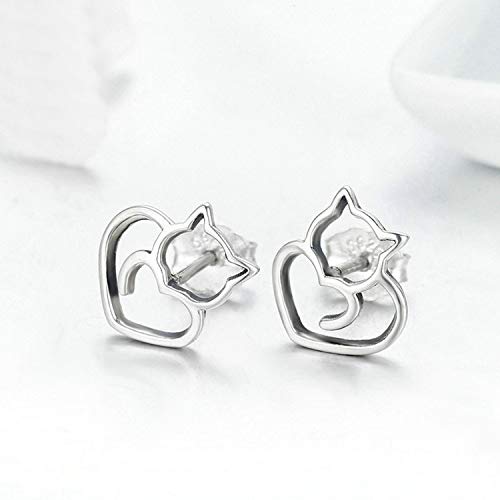 MUERDOU Cute Cat Earrings Stud Pearl Earrings for Women Mouse Cubic Zircon Hypoallergenic Earrings Christmas Birthday Gift (Cat earrings) - Image 2