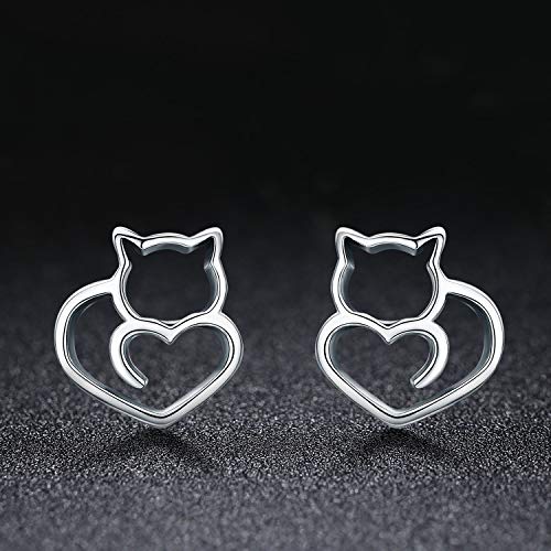 MUERDOU Cute Cat Earrings Stud Pearl Earrings for Women Mouse Cubic Zircon Hypoallergenic Earrings Christmas Birthday Gift (Cat earrings) - Image 3
