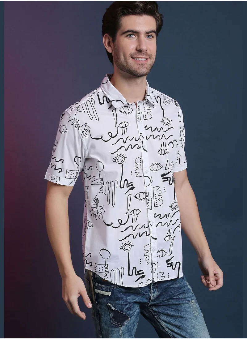 Campus Sutra Front Button Printed Shirt