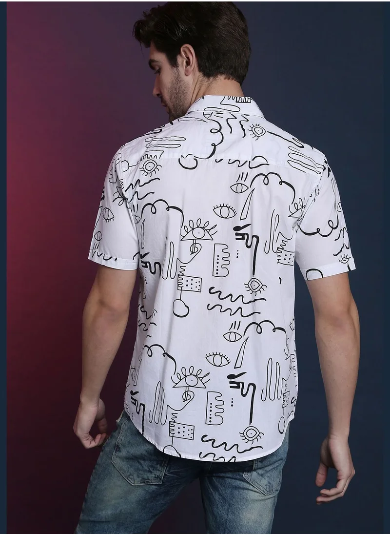 Campus Sutra Front Button Printed Shirt