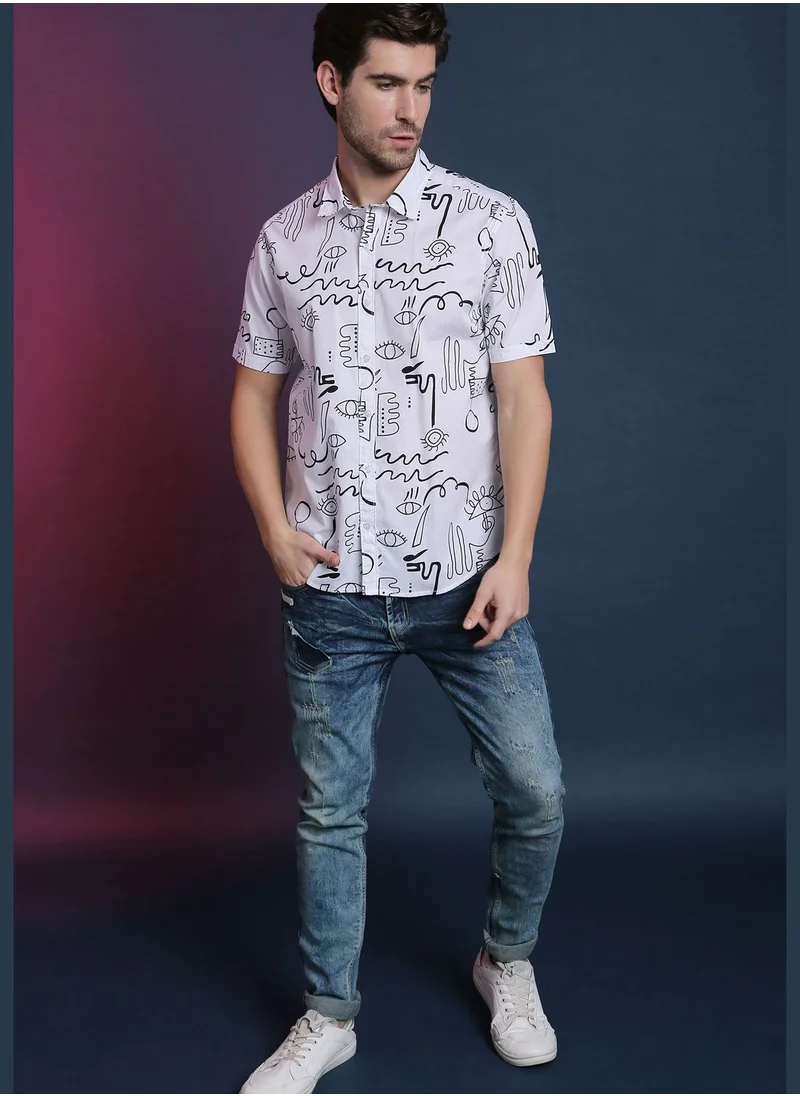 Campus Sutra Front Button Printed Shirt
