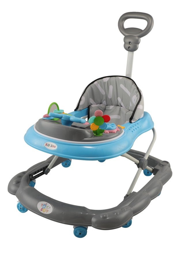 JoyRide Kidzoo BabyGo Musical mini Explorer Walker Compact Foldable Activity Walker with Adjustable Height & Parental Handle for Boys|Girls Age 6+ Months Blue - Image 1