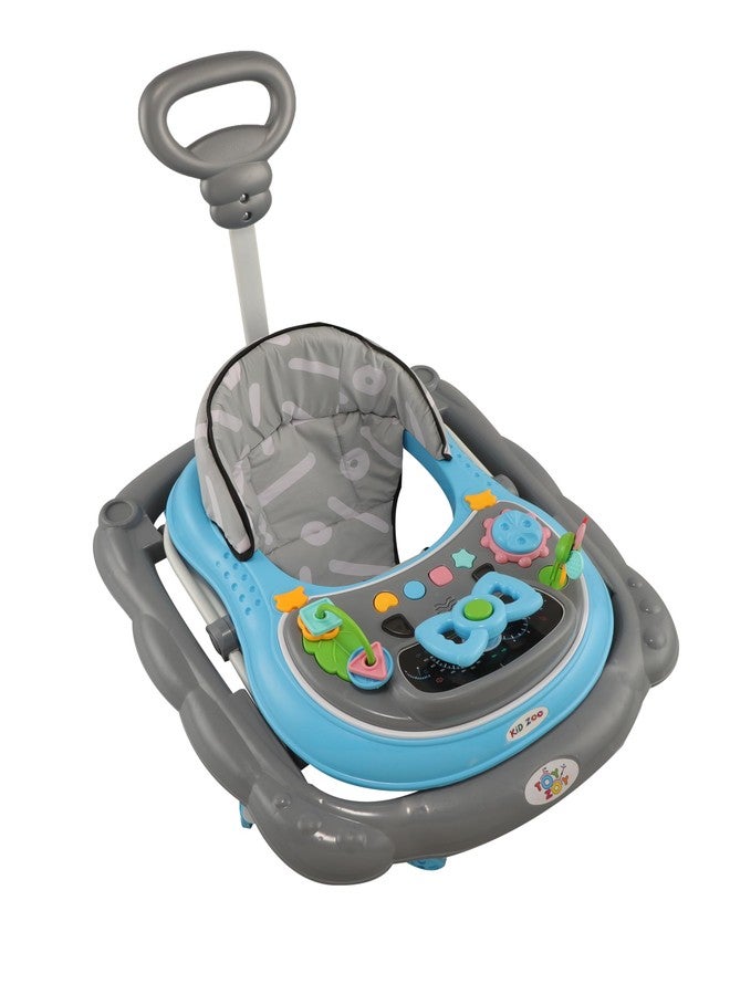 JoyRide Kidzoo BabyGo Musical mini Explorer Walker Compact Foldable Activity Walker with Adjustable Height & Parental Handle for Boys|Girls Age 6+ Months Blue - Image 5