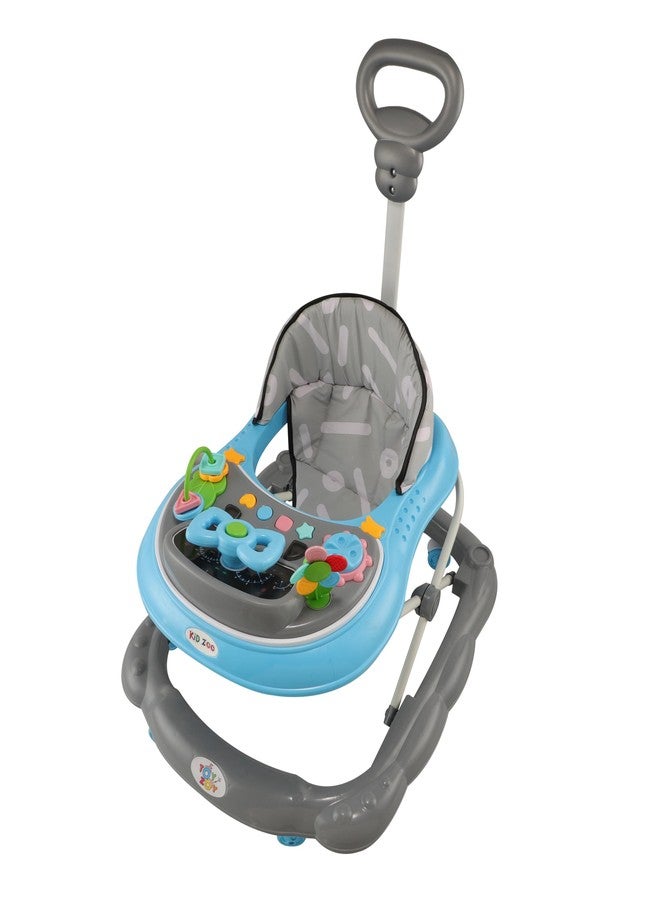JoyRide Kidzoo BabyGo Musical mini Explorer Walker Compact Foldable Activity Walker with Adjustable Height & Parental Handle for Boys|Girls Age 6+ Months Blue - Image 2