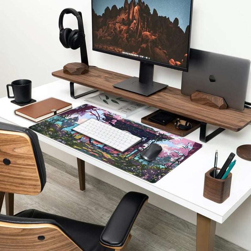 Mechanical Cattle Pink Japan Desk Pad Anime Gaming Green Mouse Pad Large Mouse Pad For Desk Computer Pc Laptop Office Decor For Women, Anime Mouse Keyboard Pad Stitched Edges Non-Slip Rubber Mat Desk Pad (31.5x15.7 In) - Image 3