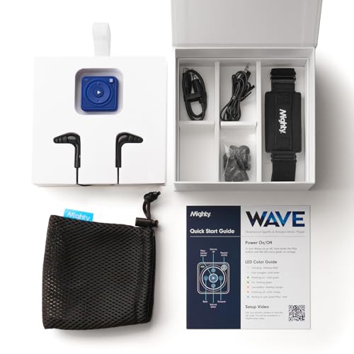 Mighty Wave Waterproof IPX7 Spotify & Amazon Music Player - Includes Waterproof Wired Headphones - Perfect for Swimming - Music + Podcasts - Image 5
