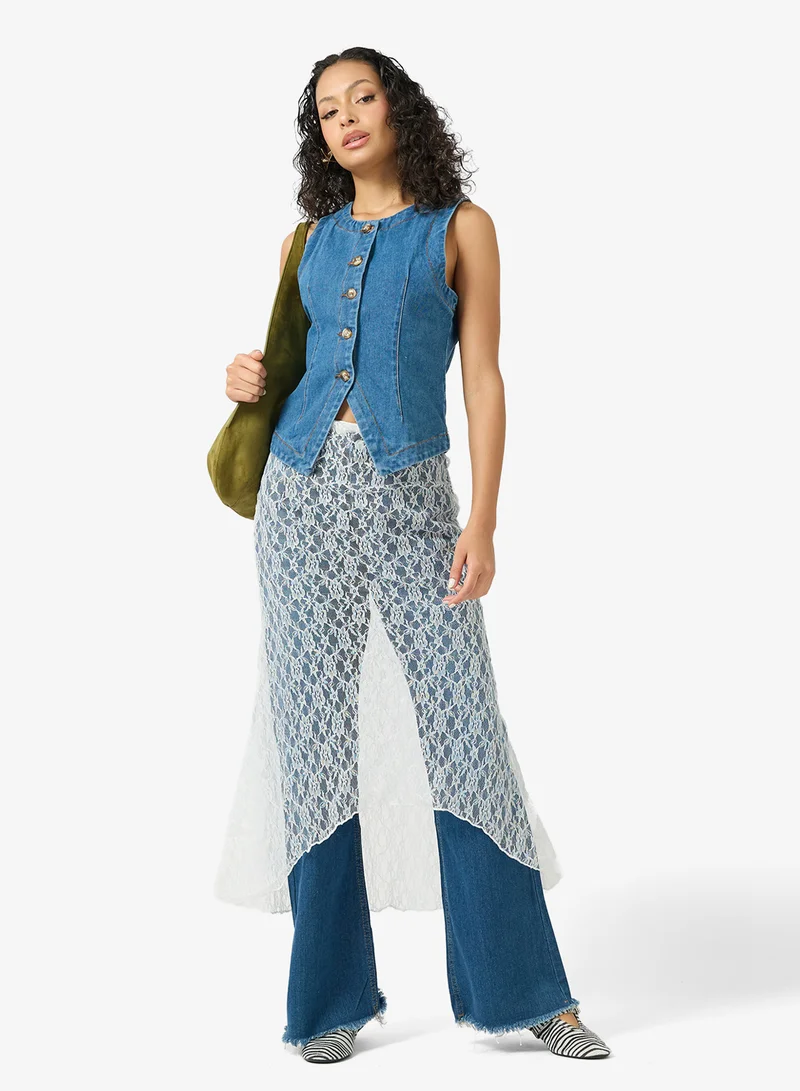 Ginger Mid Rise Wide Leg Jeans