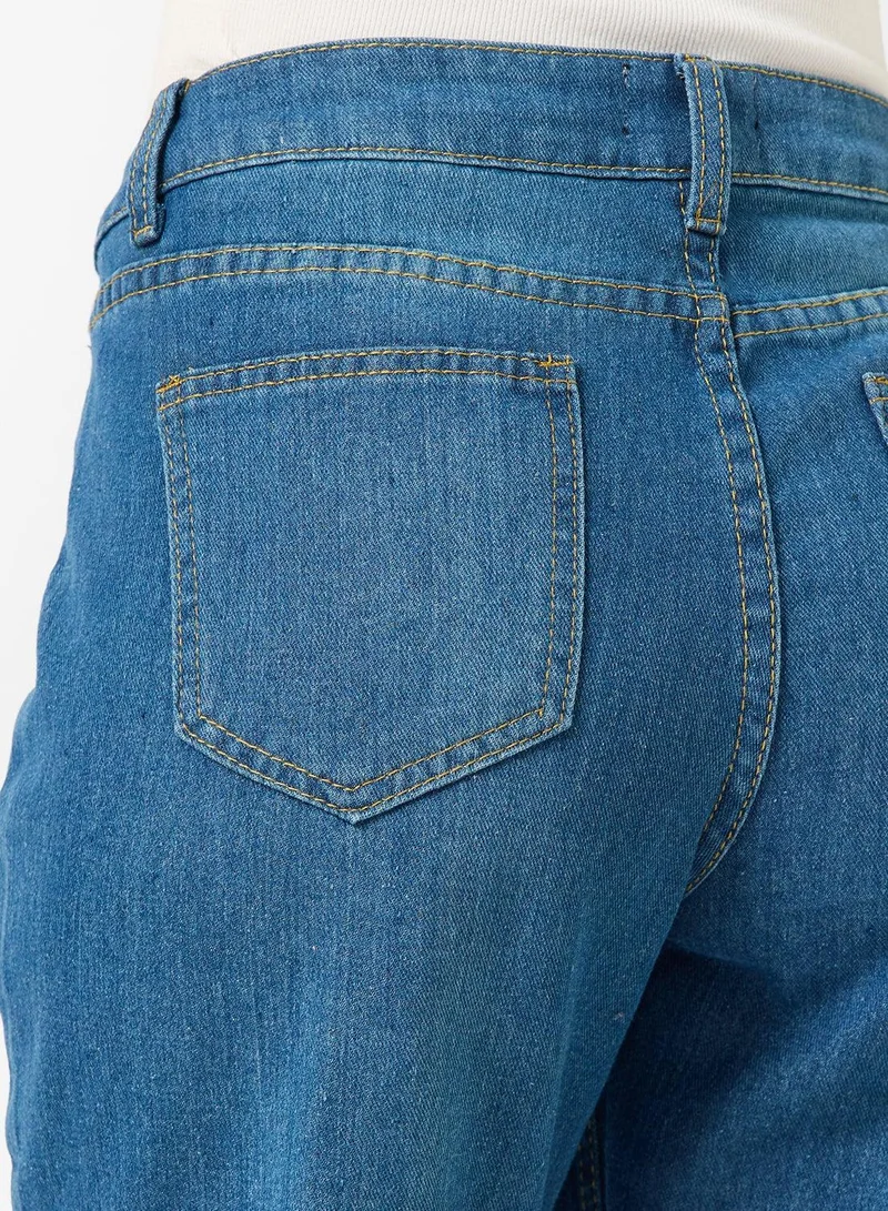 Ginger Mid Rise Wide Leg Jeans