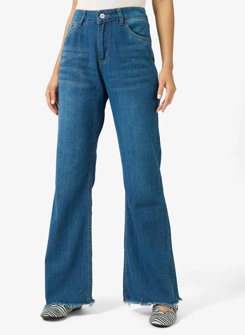 Ginger  Mid Rise Wide Leg Jeans for Women | Best Price UAE